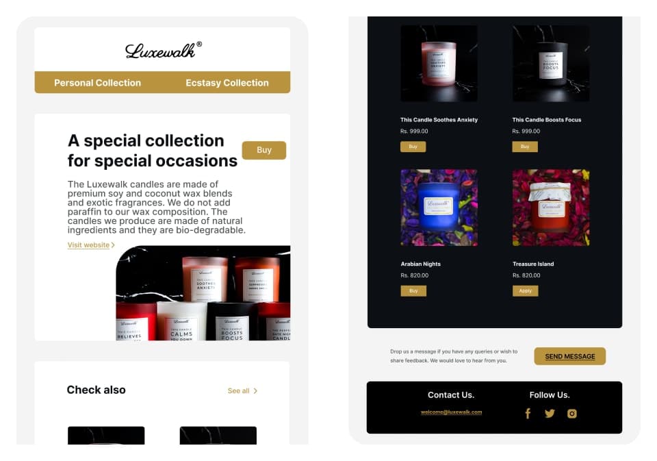 Luxewalk (E-commerce Promotional Email Template Design) - UI/UX design case study by Saurabh Pansari