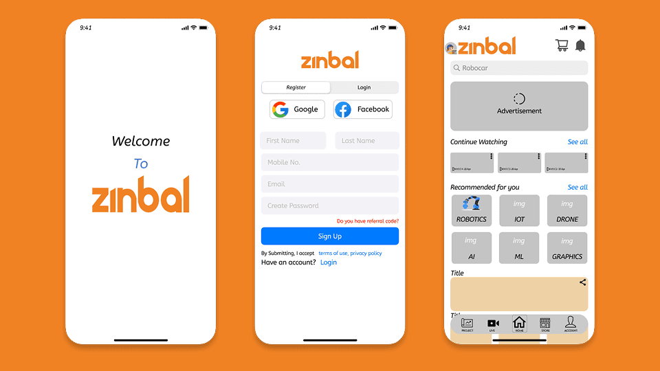 Zinbal - STEM Learning Platform Mobile App Design - UI/UX design case study by Saurabh Pansari