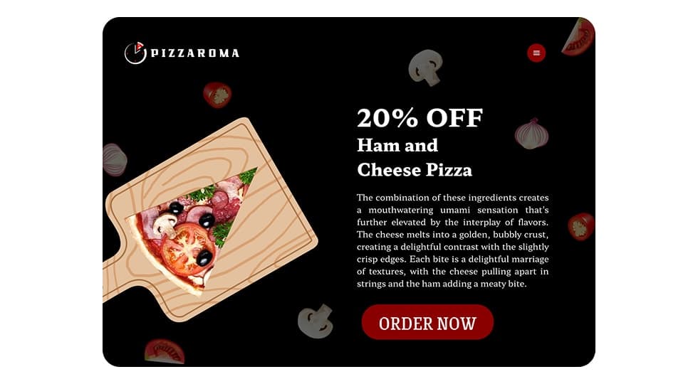 Pizzaroma - Interactive Pizza Discount Landing Page - UI/UX design case study by Saurabh Pansari