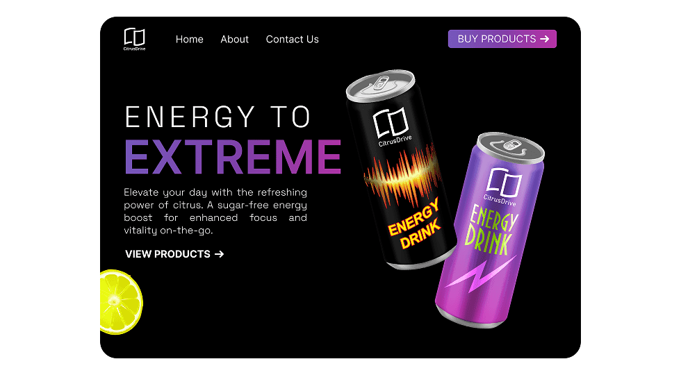 CitrusDrive Energy Drink Landing Page Design - UI/UX design case study by Saurabh Pansari
