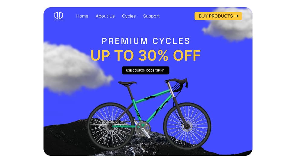 WheelWonders Cycle Store Landing Page Design - UI/UX design case study by Saurabh Pansari