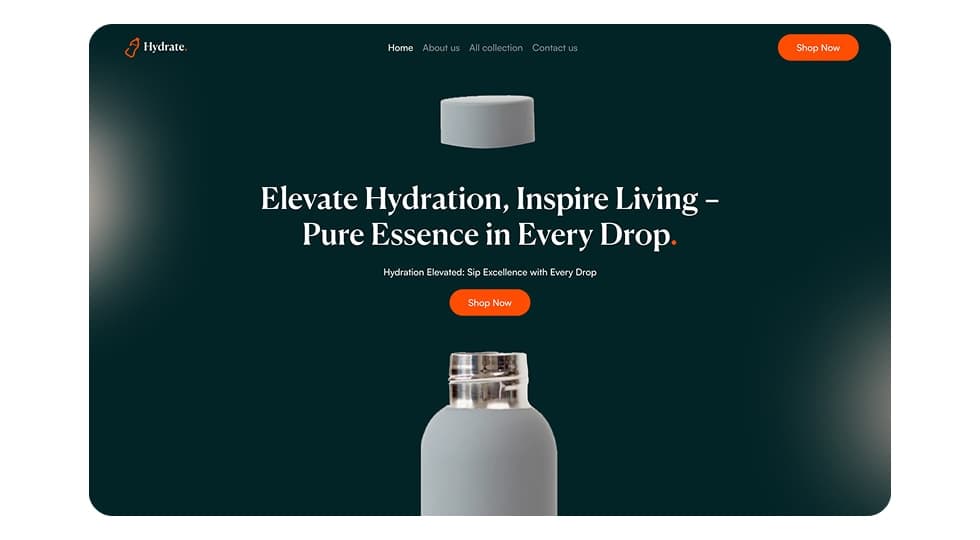 Hydrate Bottle - Parallax Product Landing Page - UI/UX design case study by Saurabh Pansari
