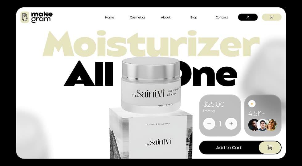 MakeGram - Modern Cosmetics E-commerce Website - UI/UX design case study by Saurabh Pansari