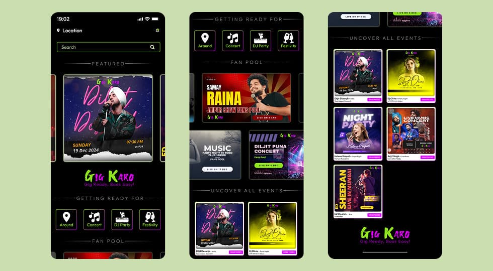 GigKaro - Event Discovery & Ticket Booking App - UI/UX design case study by Saurabh Pansari