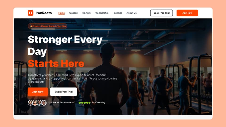 IronRoots - Premium Fitness Studio Website - UI/UX design case study by Saurabh Pansari